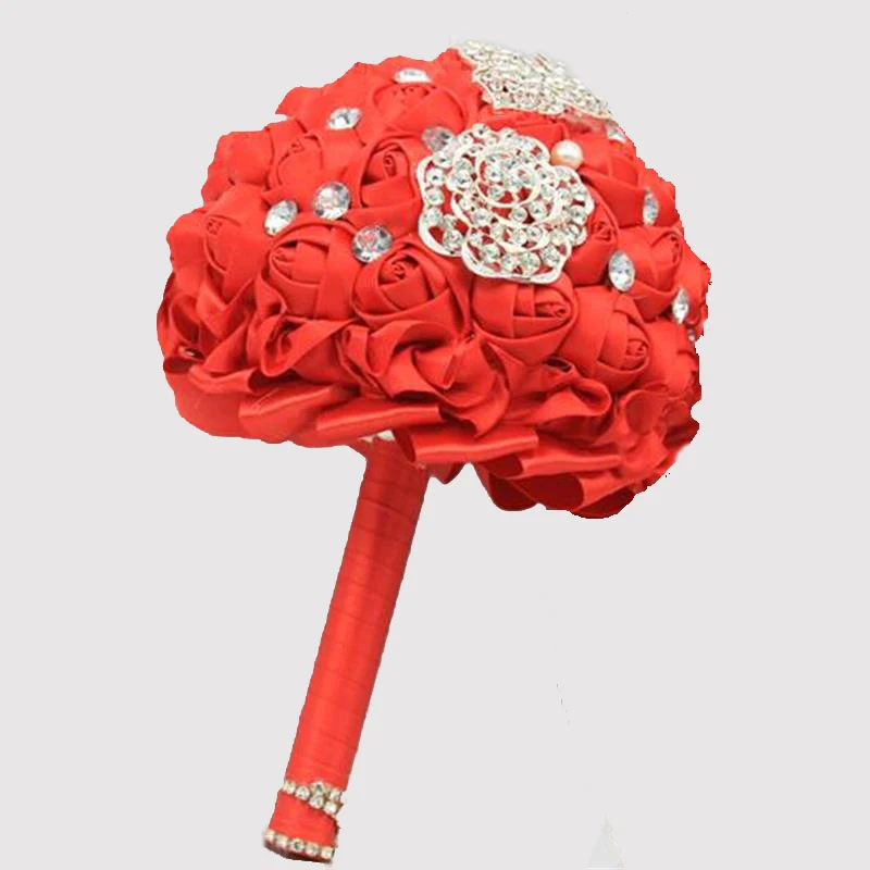 Свадебный букет невесты в красном стиле свадебный подружки сделай сам Шелковый