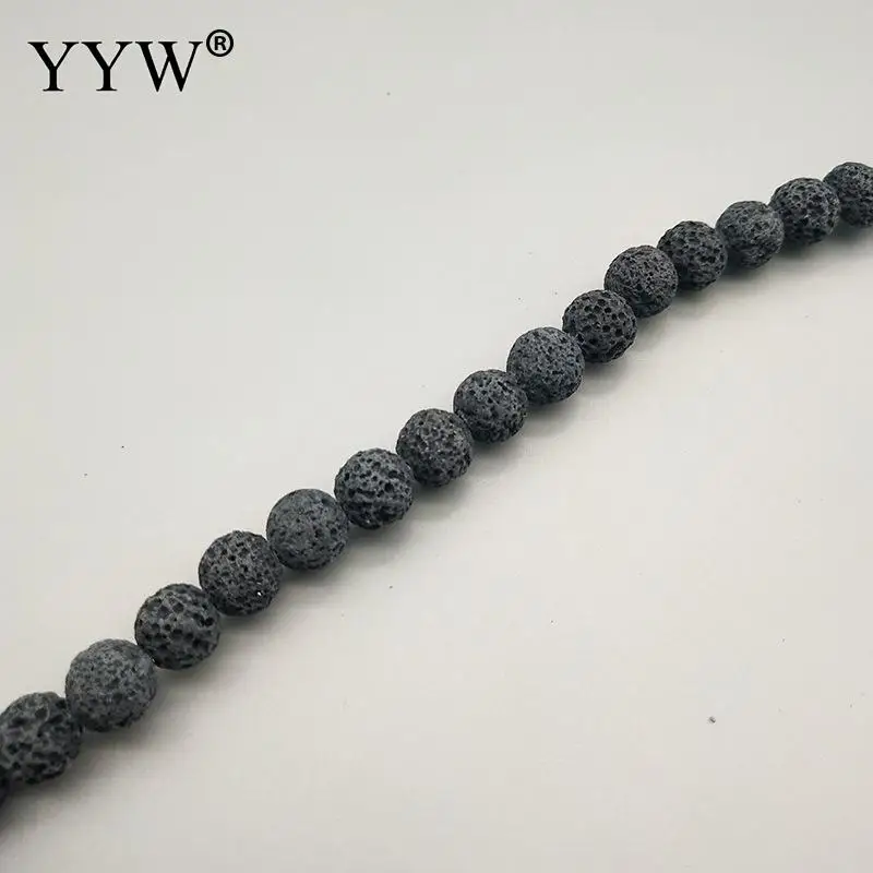 black 6, 8, 10 мм, разноцветные бусины из лавы, бусины из вулканического камня, свободные бусины-разделители для изготовления браслетов своими руками - Цвет: black