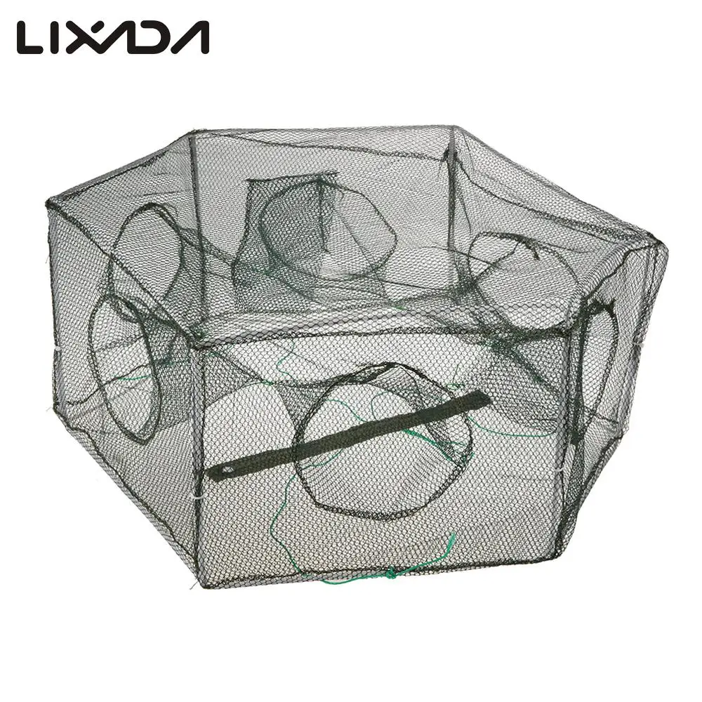 Складная Шестигранная рыболовная сеть с 6 отверстиями ловушка для раков ловли