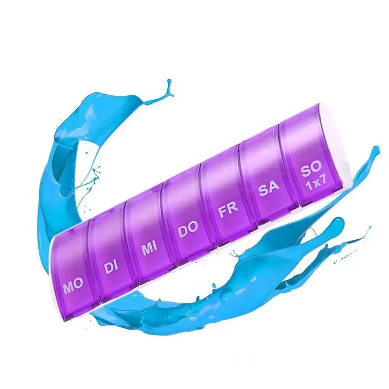 purple Еженедельные Чехлы для таблеток, таблеток, 7 дней, медицинский держатель, органайзер, контейнер, развал, дорожные разветвители, Pastillero, забота о здоровье, 4 цвета - Цвет: purple