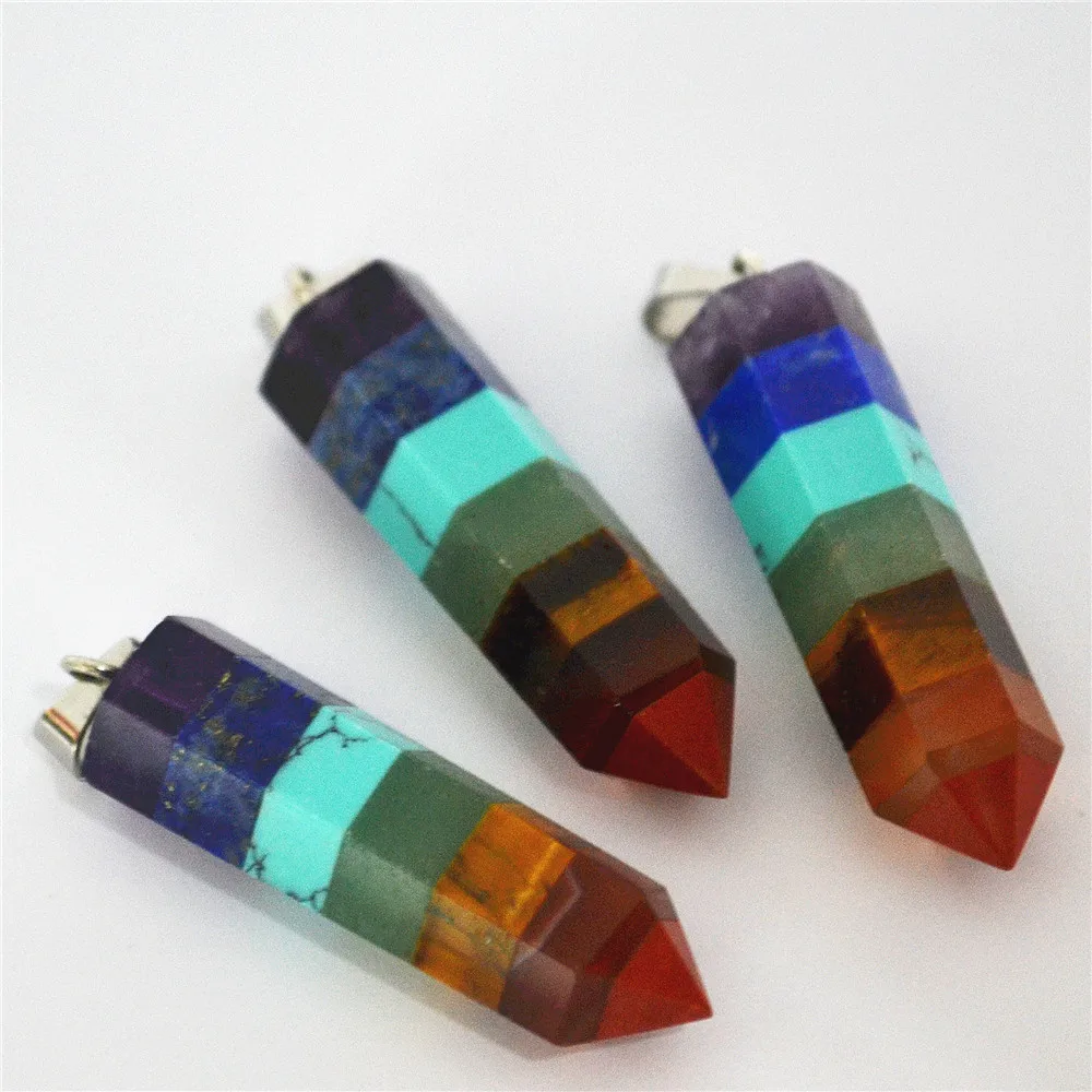 Горячая новинка 35 мм Радужная 7 Чакр натуральная подвеска в виде каменного