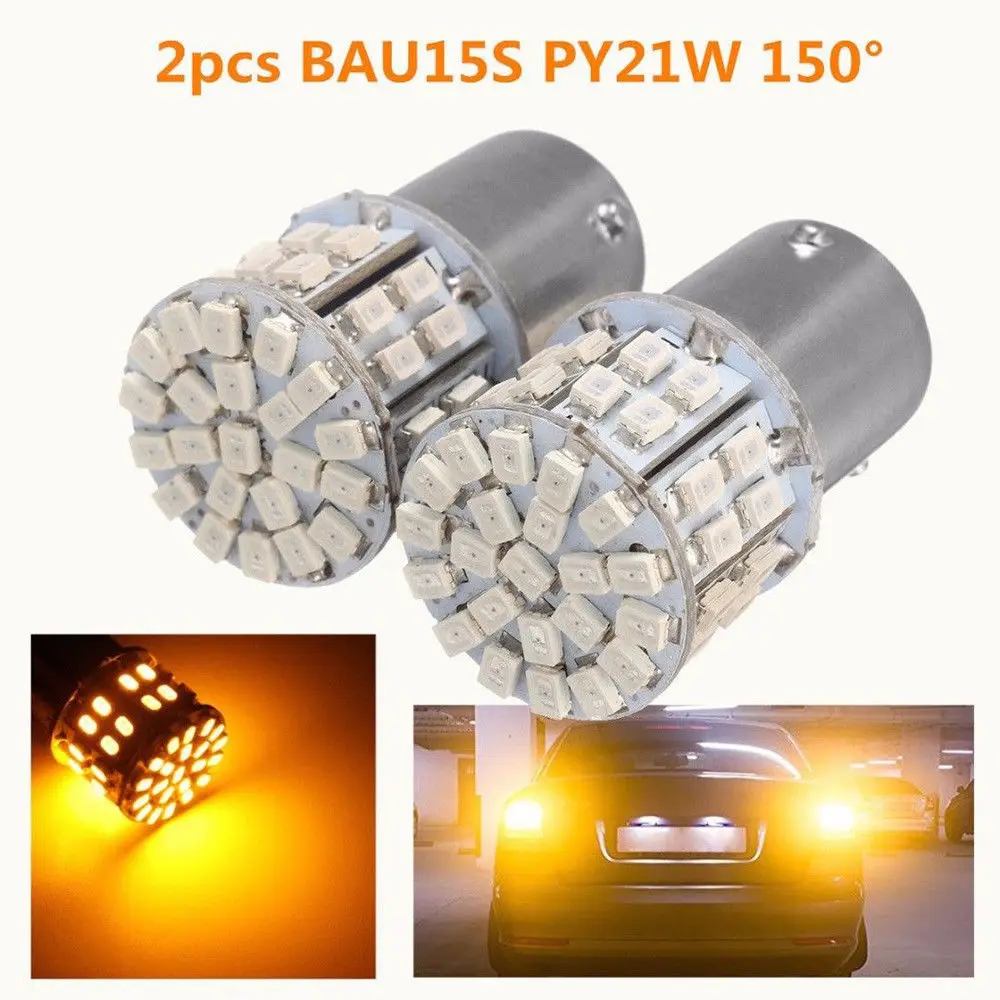 2 шт. желтый 12V 24V 50W 1156 BAU15S PY21W 50 SMD светодиодный автомобильный сигнал поворота