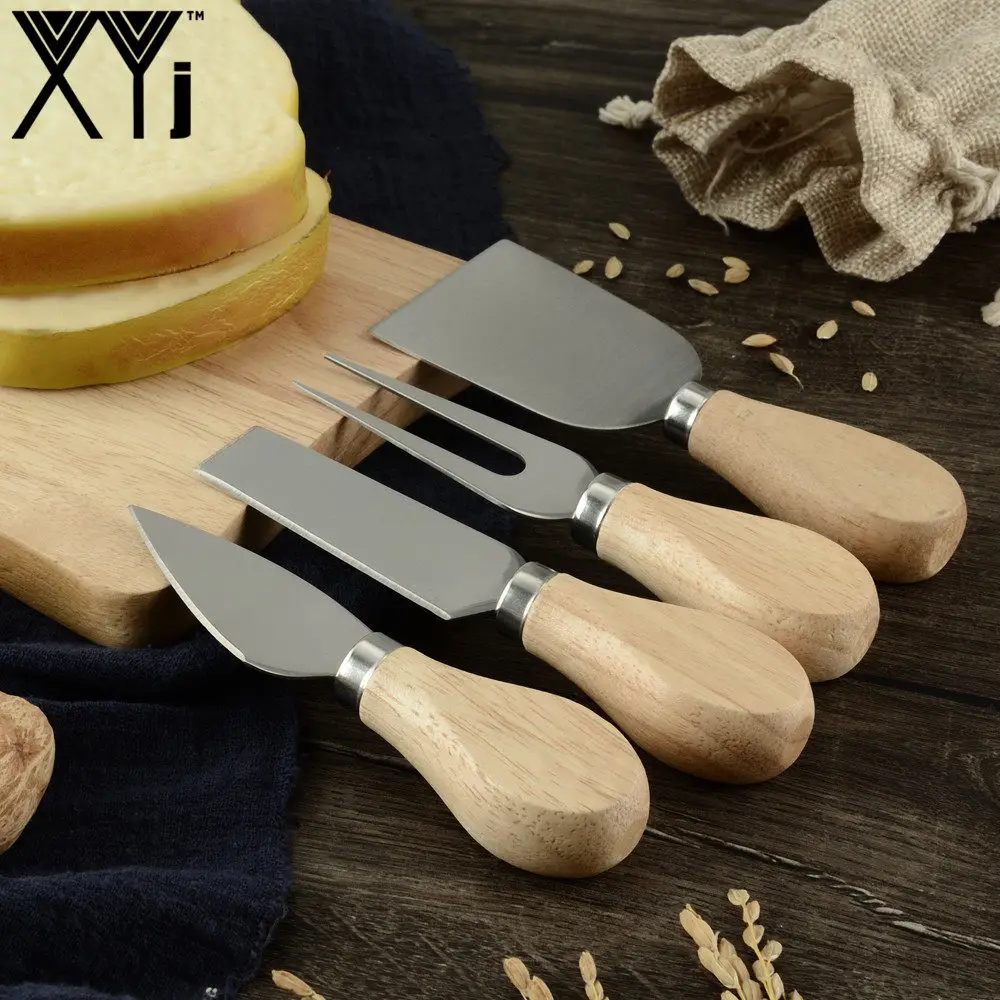 XYJ сырорезка резак Bamboo дерево нержавеющая сталь ручка нож для сыра набор Терок