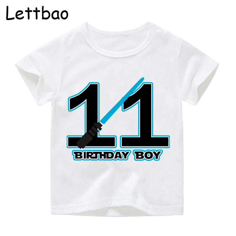 От 2 до 12 лет, веселые футболки с цифрами и надписью «Happy Birthday» летние футболки для мальчиков и девочек с принтом «Звездные войны», детская повседневная одежда