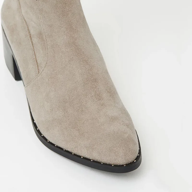 FSJ/женские модные сапоги ручной работы на среднем не сужающемся книзу массивном