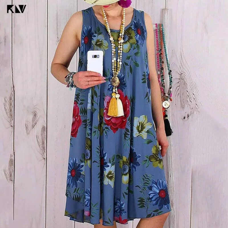 Женское пляжное платье без рукавов KLV свободное платье-жилет размера плюс с