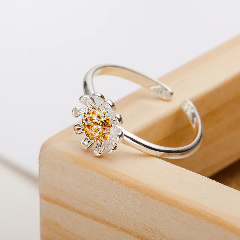 Милые свадебные кольца в виде цветка маргаритки для женщин серебристые