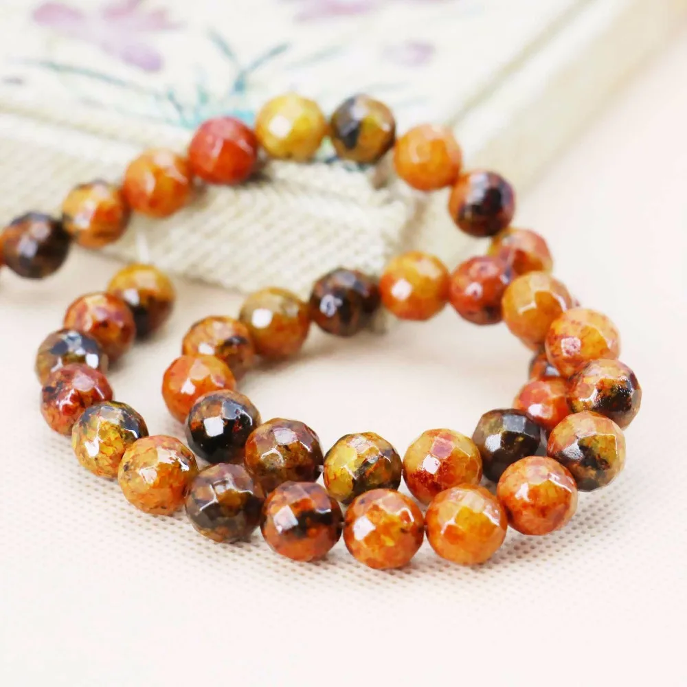Аксессуар 10 мм оранжевые камни в виде халцедона из индейки Howlite 15 дюймов дизайн