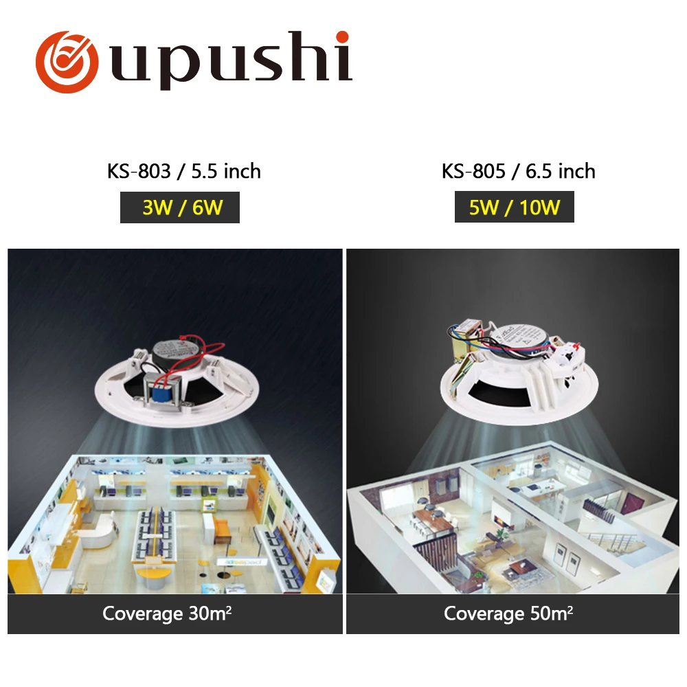 Oupushi KS803/805 3-10 Вт супер дешевый и хорошего качества потолочный динамик; использование для системы PA; домашний фоновый музыкальный домашний аудио