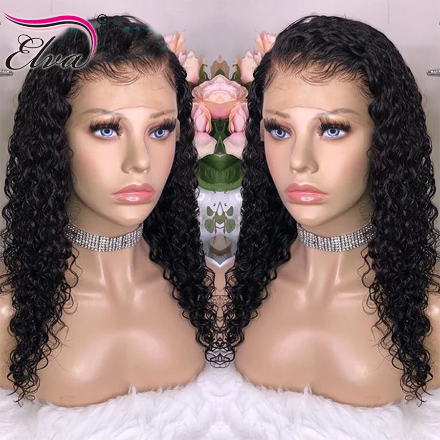 ELVA HAIR 360 Шнурковый парик с волосами из человеческого волоса с кудрями Baby Pre Plucked Front для черных женщин бразильского Реми.