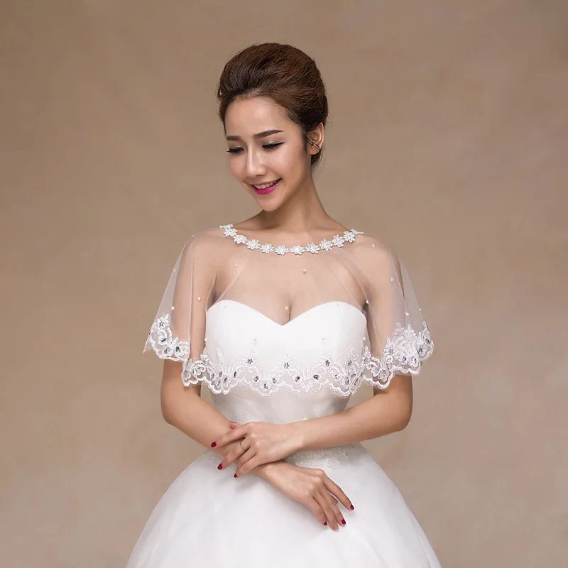 Женская свадебная куртка с кружевной аппликацией цвета слоновой кости накидка