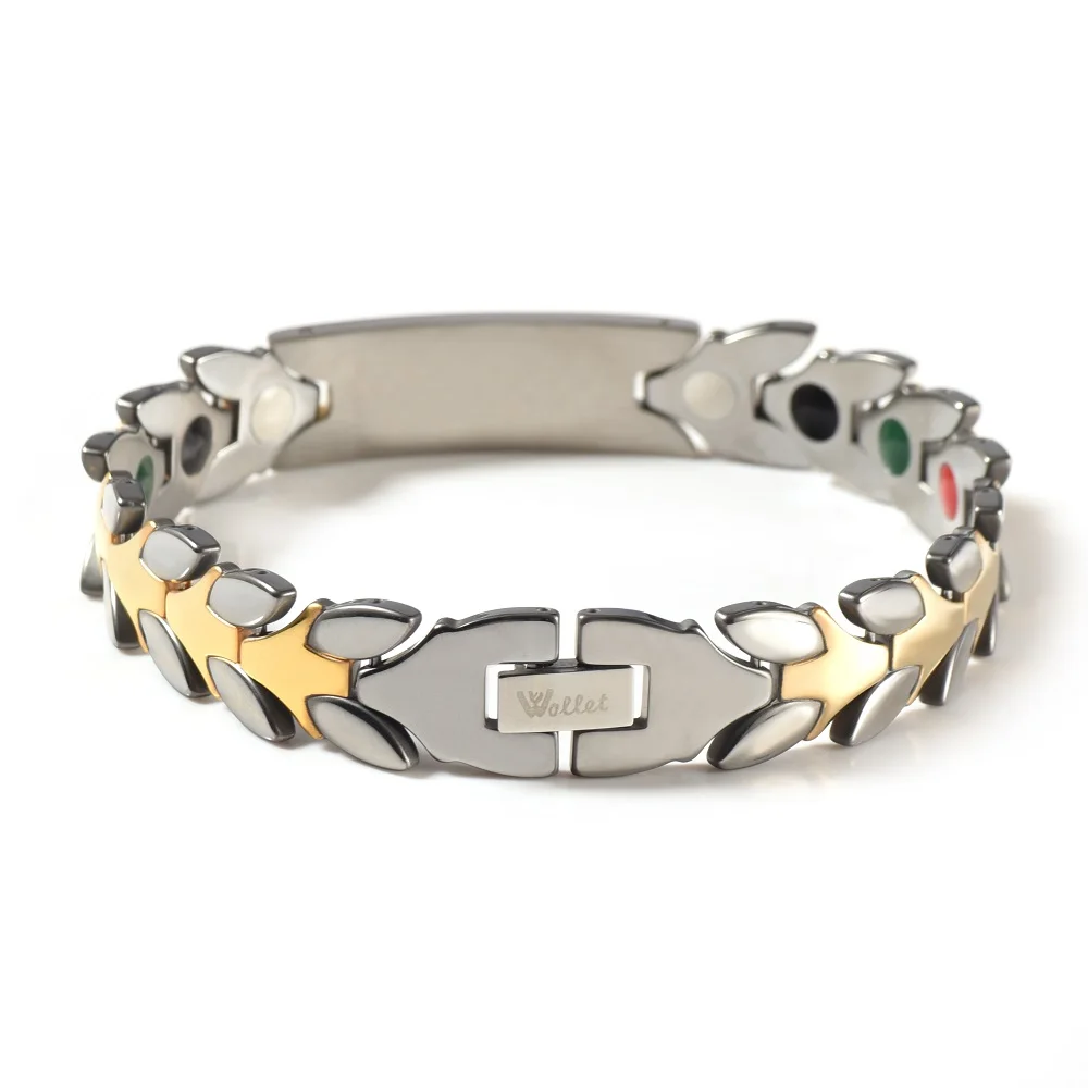 Wollet Jewelry Medical Alert ID Bracelet 5 in 1 Bio Magnetic Tungsten For Men Women Silver Gold Color Healthy Care Healing | Украшения и