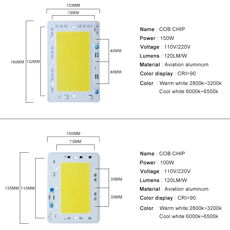 Светодиодная COB лампа Foxanon 220 В 110 150 Вт 100 50 Вт|smart ic|led chipled cob chip |