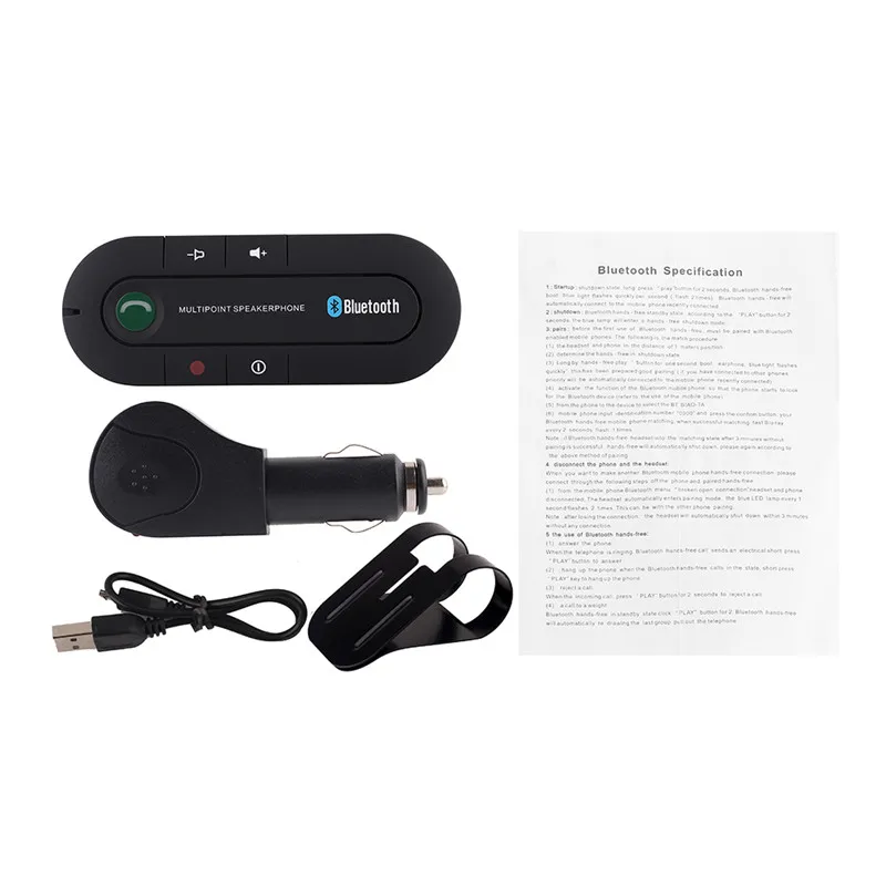 Автомобильный bluetooth-динамик, набор для телефона, 4,1, многофункциональная громкая связь, динамик, беспроводной Bluetooth приемник, солнцезащитный козырек, зажим, MP3 музыкальный плеер