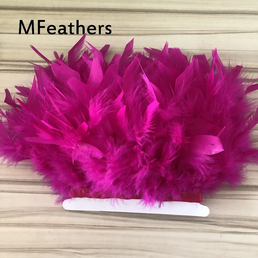 Ярко-розовая окрашенная 10 м Турецкая ткань для обрезки перьев боковая лента