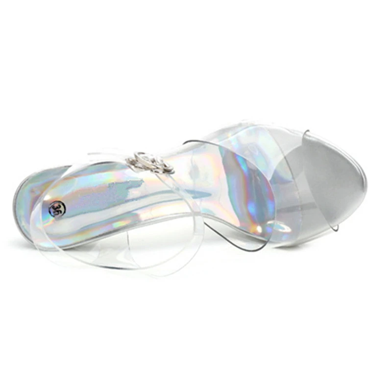 Босоножки женские на тонком каблуке 10 см пикантные сандалии из прозрачного