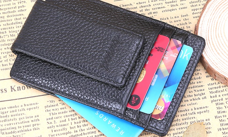 Зажим для денег, передний карман кошелек, кожаный RFID Блокировка Сильный магнит тонкий бумажник с карты ID Дело
