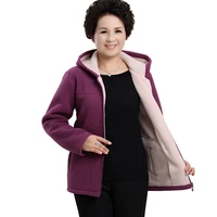 2019 new middle aged fleece coat plus size slim 5xl hooded women jacket solid color warm casual short jackets winter outerwear