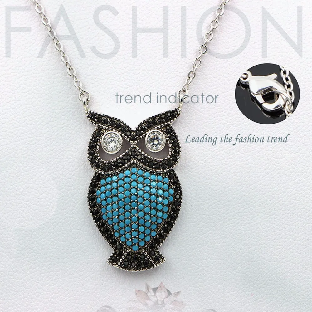 HeeZen синие Австрийские кристаллы сова макси бохо Длинные бантики ожерелья и
