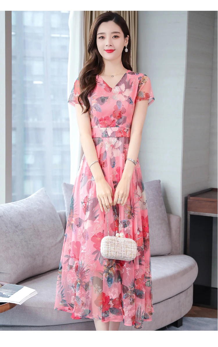 Элегантные цветочные шифоновые Boho летние миди-платья винтажные 3XL плюс размер пляжный Макси-сарафан с принтом женские облегающие вечерние платья