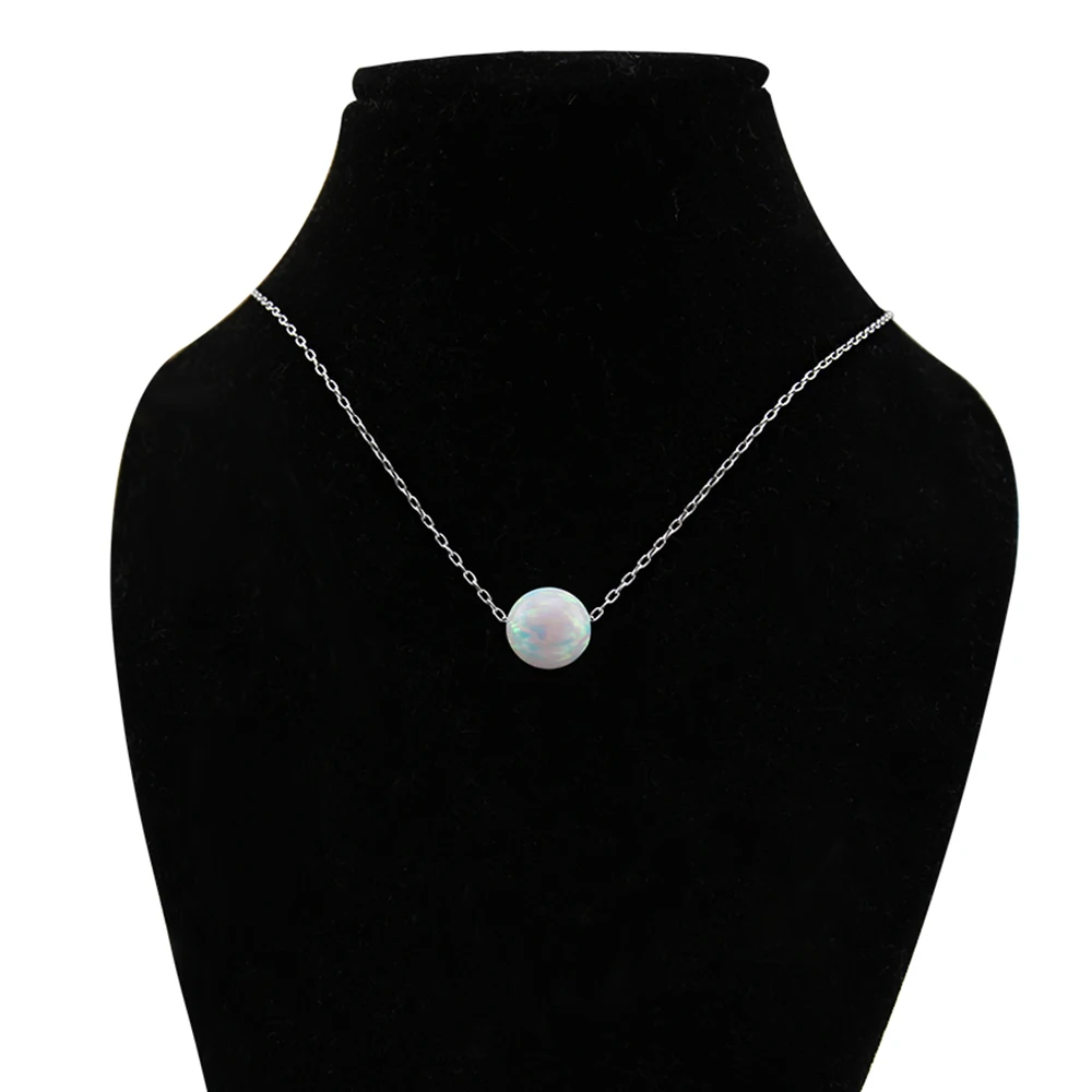 Женское ожерелье с подвеской из серебра 925 пробы белым огненным опалом|collier 925|925