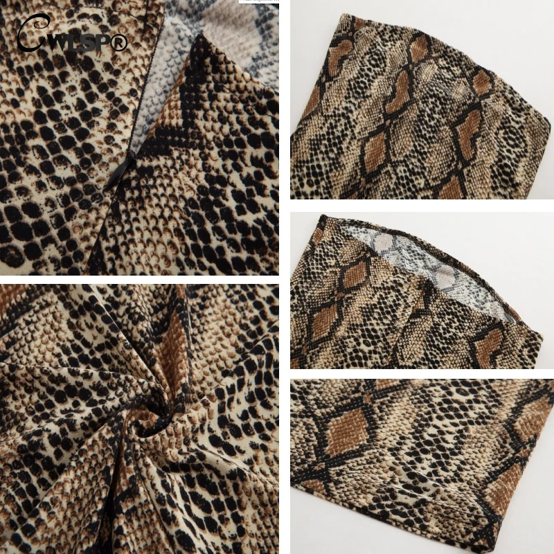 CWLSP женское летнее платье из змеиной кожи облегающее с вырезом лодочкой и молнией