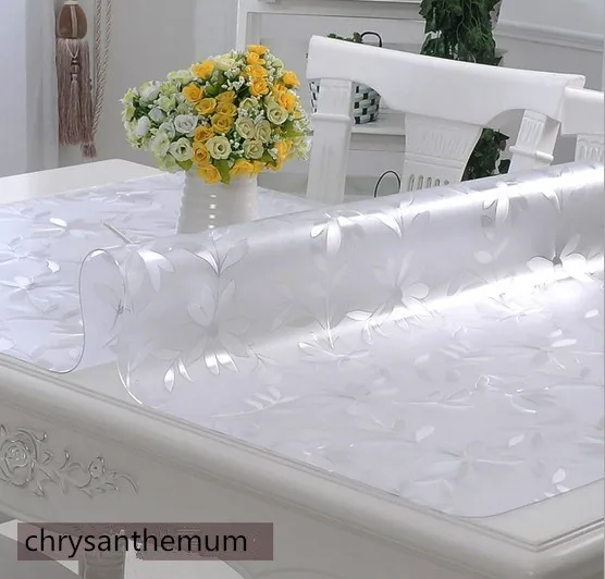 chrysanthemum Мягкая стеклянная ПВХ скатерть, водонепроницаемая, анти-Горячая Распродажа, пластиковые скатерти, коврики для стола, кофейный коврик, прозрачная Хрустальная тарелка - Цвет: chrysanthemum