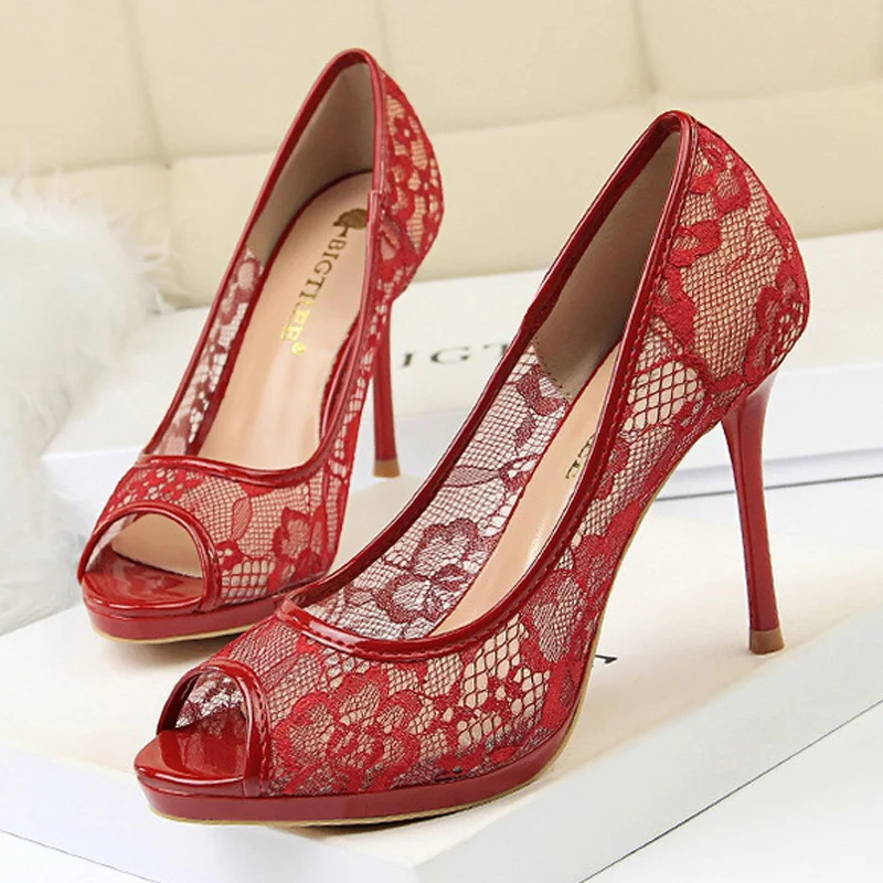 Женские туфли-лодочки с открытым носком Туфли на толстой резиновой подошве