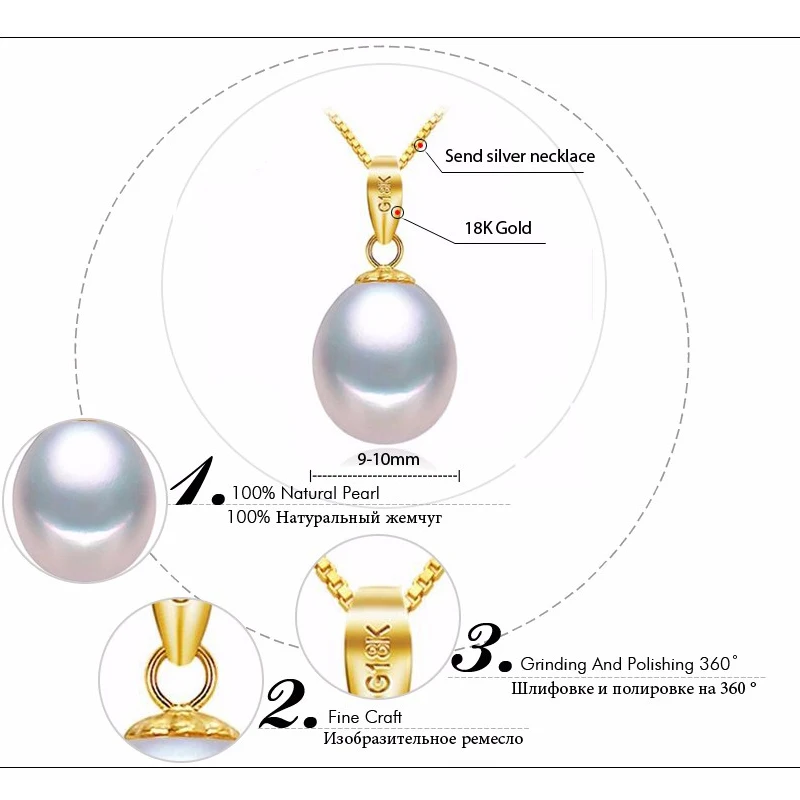 FENASY 18k Gold Earrings Pearl Jewelry 18K Pendant Necklaces &amp For Lovers Send S925 Silver | Украшения и аксессуары