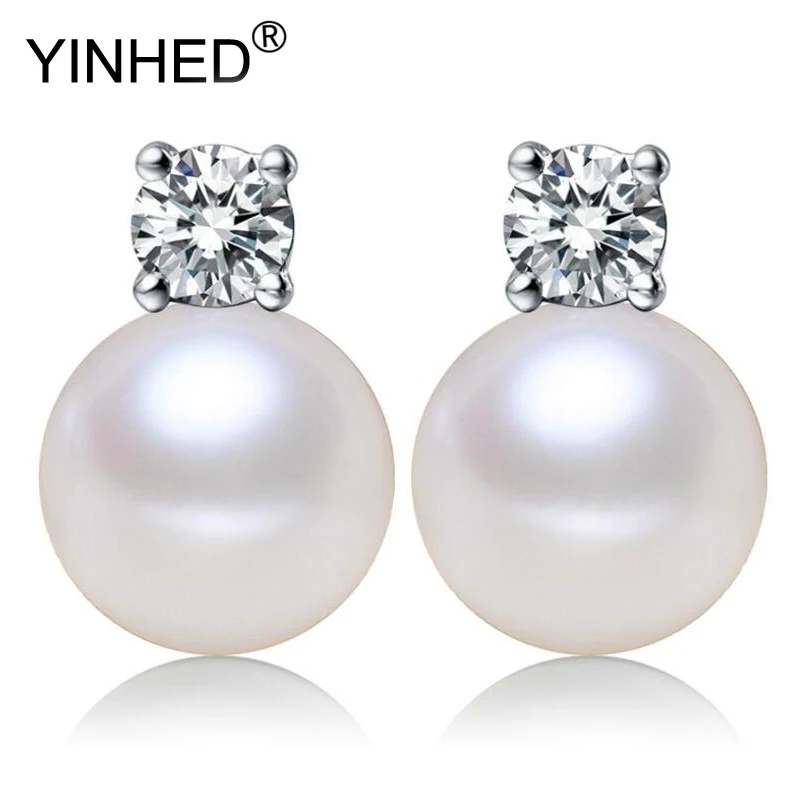 

Женские серьги-пусеты YINHED, из серебра 925 пробы с пресноводной жемчужиной, подарок на свадьбу, DE190