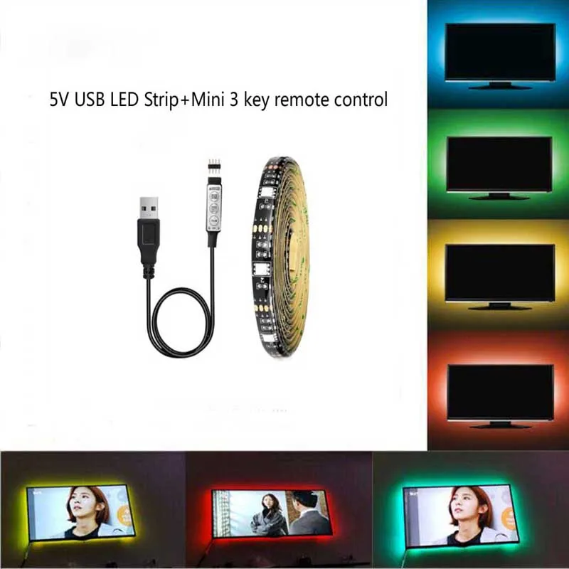 Светодиодная лента 5V 1 M/2 M Nowaterproof RGB 5050SMD 16 изменение цвета для освещения фона