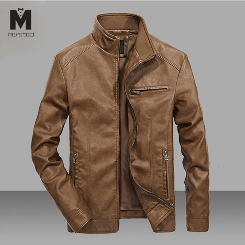 Хаки Marstaci мужские мотоциклетные кожаные куртки 4XL 5XL человек ПУ уличная куртка Мужские бомберы костюмы ветровка Интернет-магазин поставщик - Цвет: Хаки
