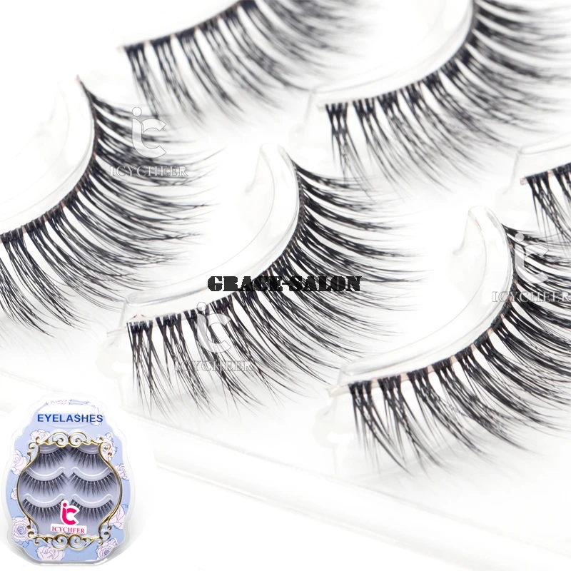 

ICYCHEER Handmade 3Pair Natural Black 3D False Eyelashes Eye Lashes Makeup Extension Tool
