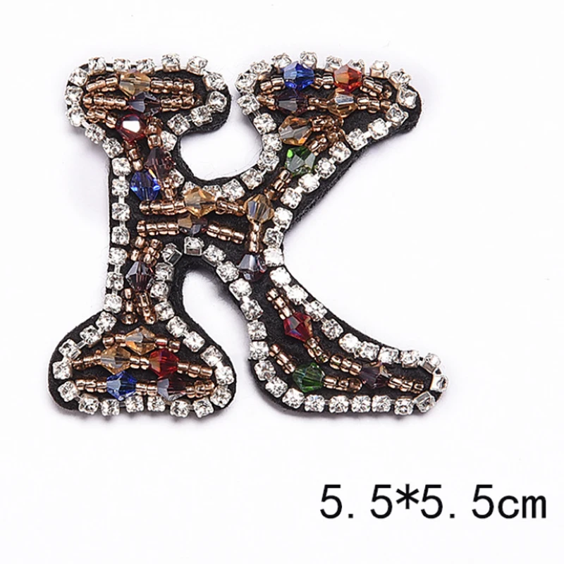 K A-Z, 1 шт., кристалл, Английский алфавит, буквы, Смешанная вышивка, железная нашивка для одежды, значок, паста для одежды, сумка, обувь под брюки - Цвет: K