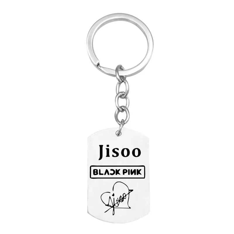 keychain 5 Корейские KPOP Девушки Группа черный розовый логотип кулон ожерелье из нержавеющей стали ювелирные изделия для женщин мужчин поклонников любовь ожерелье s - Окраска металла: keychain 5