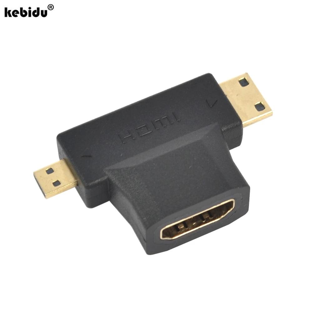 Kebidu 3 в 1 V1.4 1080P HDMI гнездо к Мини/микро Штекерный адаптер 90 градусов T образный