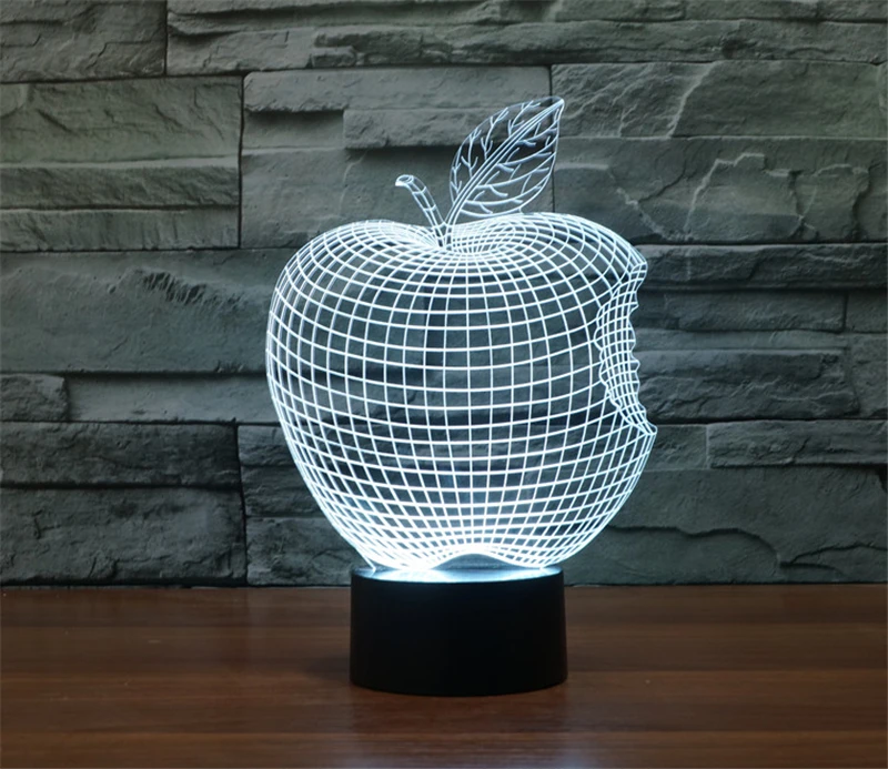 Современный домашний декор 3D ночник APPLE меняющий цвет фруктовый светильник