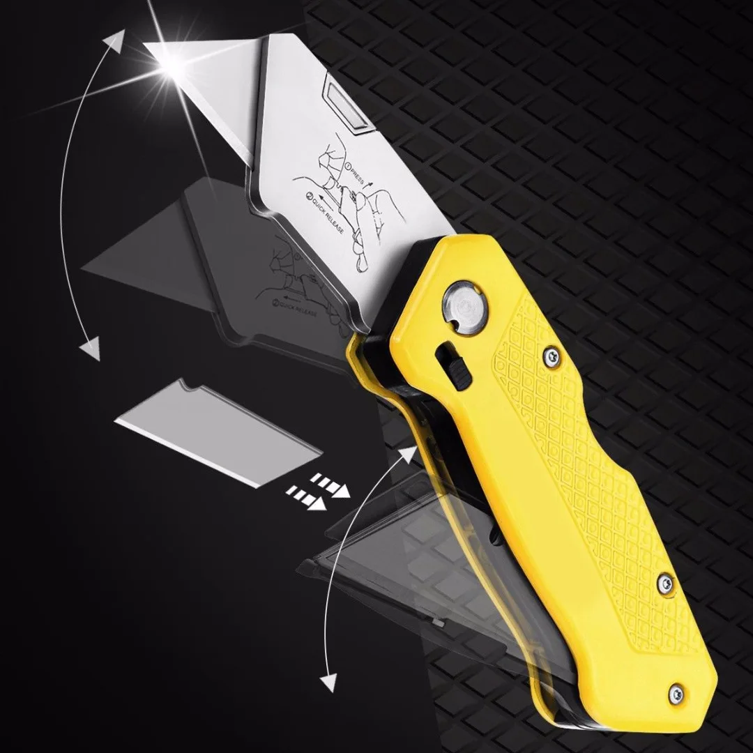 Складной нож резак с возможностью быстрой смены + 5 лезвия для резки коробка
