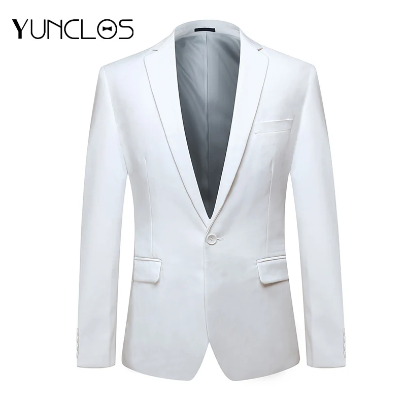 

YUNCLOS Classic Men's Suit Jacket Wedding Party Dress Blazer and Trousers Slim Fit White Blazers Male Suit Blazers Jackets