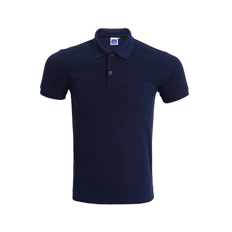 Navy Blue Брендовая небесно-голубая Мужская рубашка поло Homme, Летний стиль, одноцветная рубашка поло с коротким рукавом, Повседневная брендовая приталенная Мужская рубашка поло - Цвет: Navy Blue