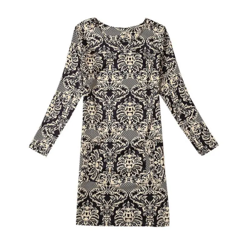 Женское платье с карманами Повседневное длинным рукавом и цветочным принтом