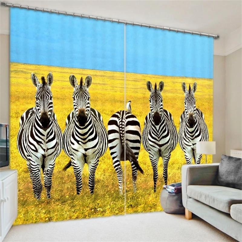 

3D African Animal Print Zebra Deer Giraffe Curtains Backdrop Fabric Living Room Bedroom Home Decor Window Blackout Drapes