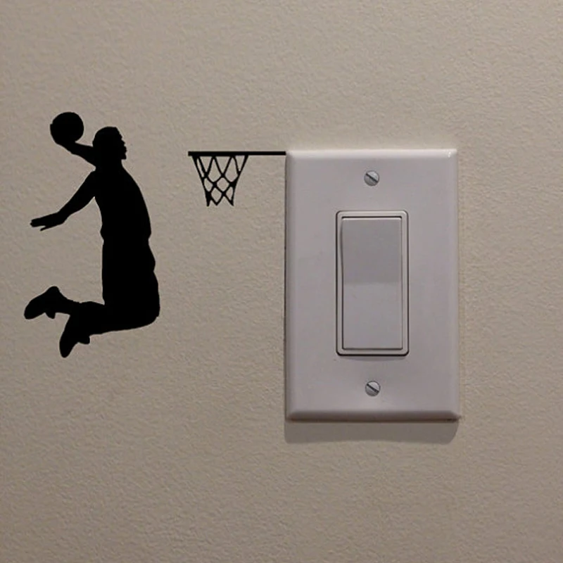 KUCADA черный креативный DIY баскетбольный мальчик переключатель на стену с