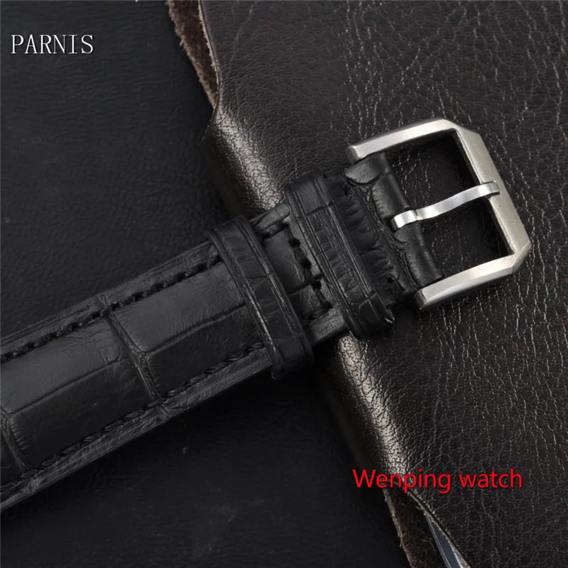 Парниш 44 мм черный ремешок стерильный циферблат светящиеся ручные механические