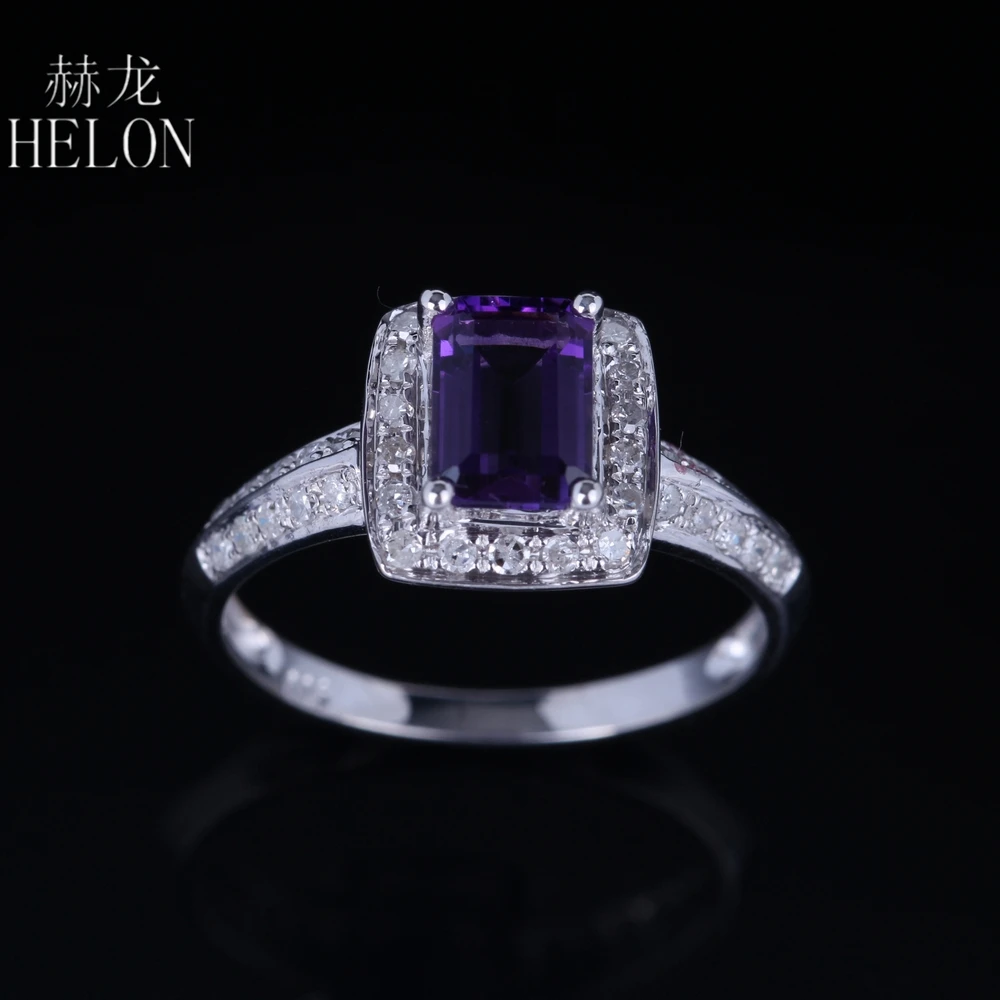 HELON твердое 10K белое золото безупречная Подушка 0.99ct кольцо с натуральным