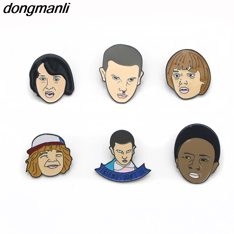 P1678 Dongmanli Stranger Things Eleven эмалированная булавка, друзья не скажите лжи вручную штампованные значки с изображением букв брошь для джинсов/рюкзака