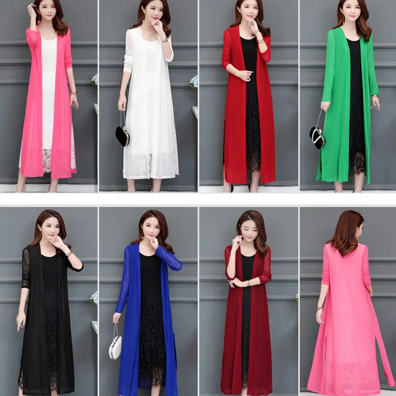 Женский вязаный кардиган повседневный элегантный длинный однотонный одежда для