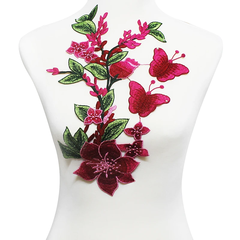 1 шт. Цветочная бабочка аппликация кружевная вышивка отделка Скрапбукинг кружева