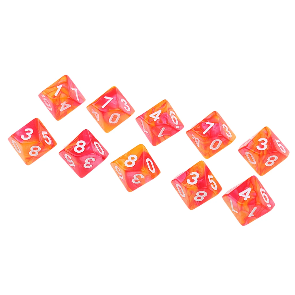 10pcs 10 Sided D10 Polyhedral Dice Double Color for DND RPG MTG Dungeons and Dragons Table Board Games | Спорт и развлечения