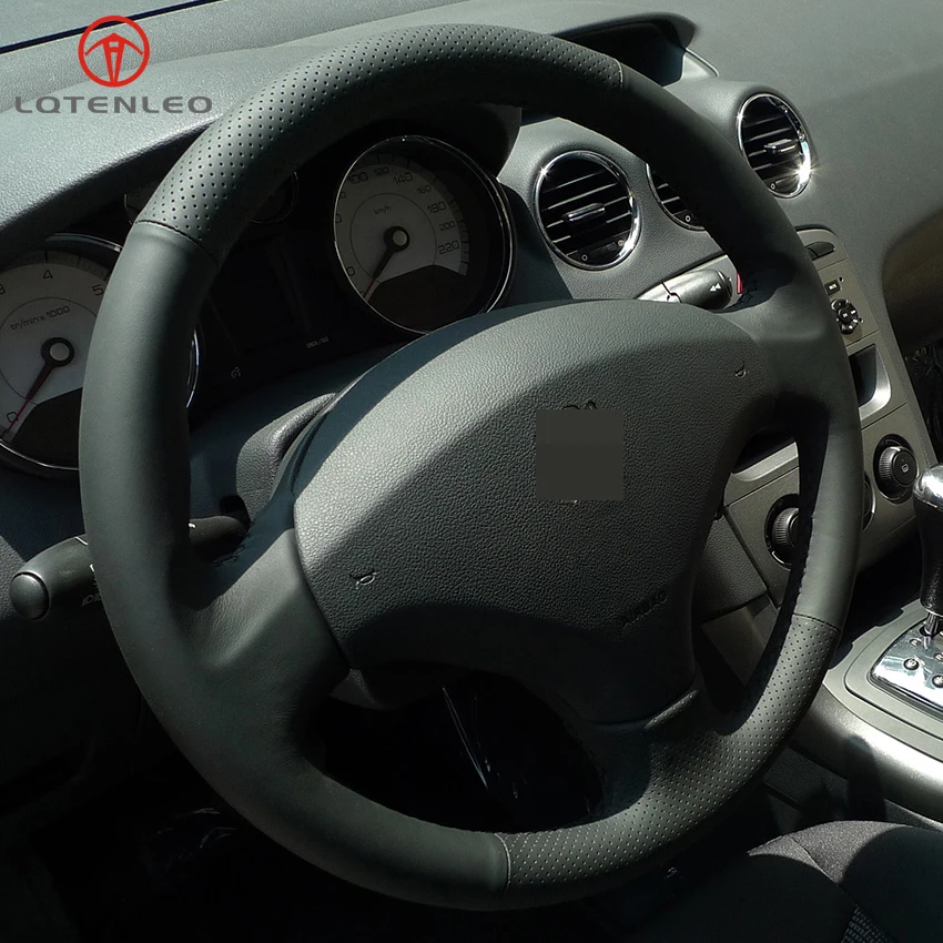 LQTENLEO черная искусственная кожа DIY ручной сшитый чехол рулевого колеса автомобиля для старых peugeot 408 peugeot 308 peugeot 3008